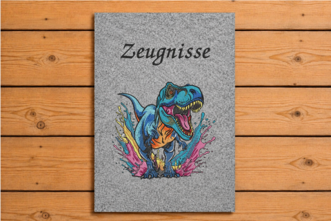 Ordner mit Filzhülle Zeugnisse Dinosaurier