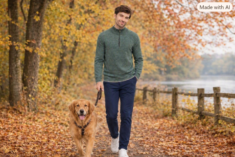 Alpaka Herren-Pullover grüngrau-melange Größe XL