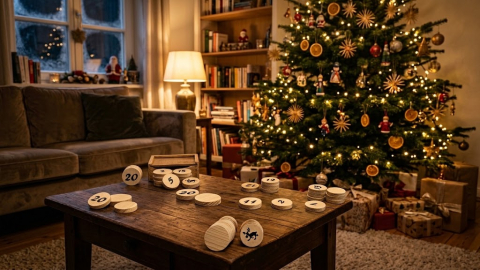Das Stuhrer Eselspiel XS mit 61 Spielsteine in der Weihnachtsedition
