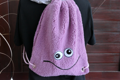 Turnbeutel Teddyplüsch Himbeere/Altrosa