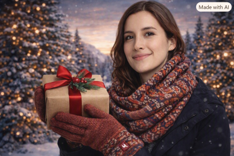 Geschenkset Handschuhe Größe M und Schal Gelia