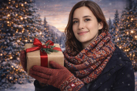 Geschenkset Handschuhe Größe M und Schal Gelia