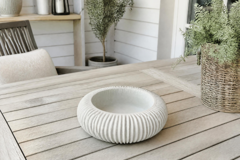 Runde Schale aus Beton, grau - Stilvolles Wohnaccessoire
