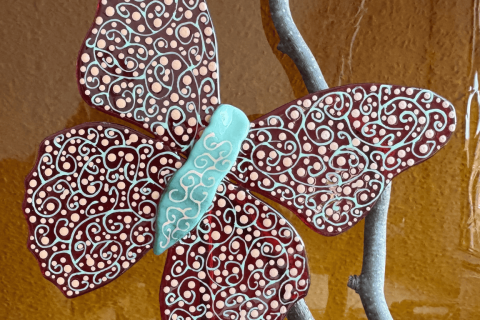 Schmetterling Orange/ Grün