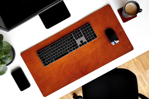 Schreibtisch Leder Unterlage Lederunterlage fuer Tastatur & Laptop mit personalisierung