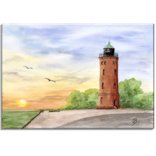 Aquarell Bild Keilrahmen Leinwand 30x20 cm Böhler Leuchtturm Sankt Peter Ording SPO Böhl