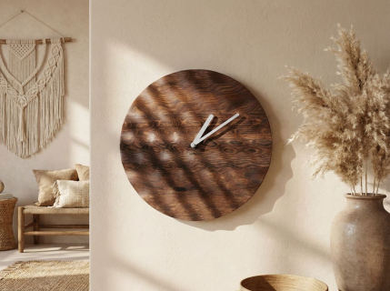 WandUhr - Stilles Wasser - Eiche natur - Zeiger schwarz