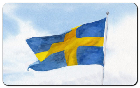 Aquarell Brettchen Frühstücksbrettchen Schweden Fahne Schwedenfahne Flagge