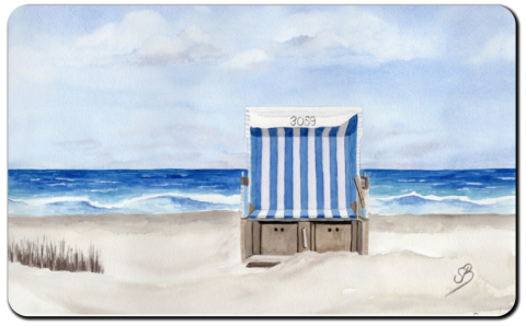 Aquarell Brettchen Frühstücksbrettchen Sylt Strandkorb Strand Meer Sylt1