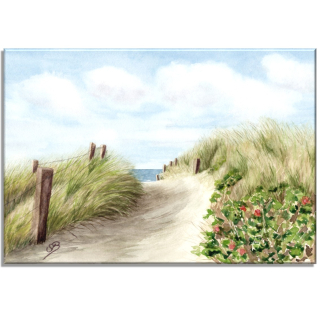 Aquarell Bild Keilrahmen Leinwand 30x20 cm Strand Meer Dünen Strandzugang Nordsee Sylt16