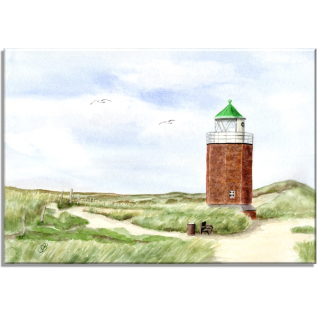 Aquarell Bild Keilrahmen Leinwand 30x20 cm Insel Sylt Leuchtturm Quermarkenfeuer Rotes Kliff