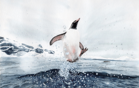 Aquarell Brettchen Frühstücksbrettchen Pinguin