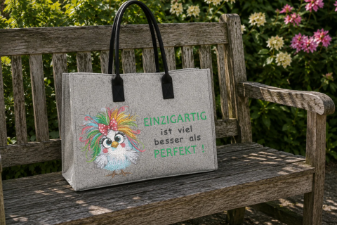 Statement-Shopper aus Filz Vogel einzigartig