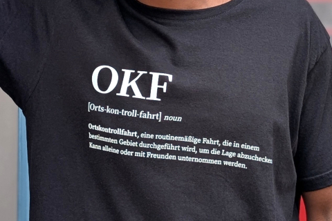 T-Shirt „OKF - Ortskontrollfahrt“ - Farbe Schwarz