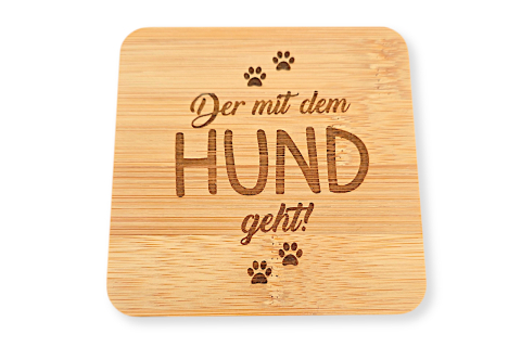 Bambus-Untersetzer "Der mit dem Hund geht"