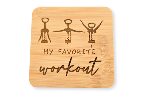 Bambus-Untersetzer "My Favorite Workout"