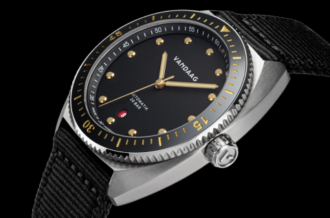 Tiefsee Automatik - Gold-Kraft - schwarzes Nylonband