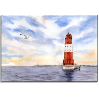 Aquarell Bild Keilrahmen Leinwand 30x20 cm Leuchtturm Arngast Wilhelmshaven Nordsee