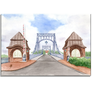 Aquarell Bild Keilrahmen Leinwand 30x20 cm Wilhelmshaven Kaiser Wilhelm Brücke WHV5