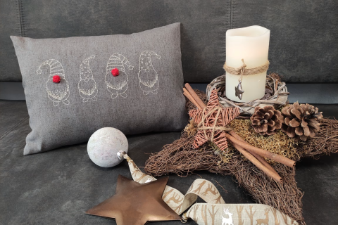 Wichtel-Kissen Dunkelgrau/Schlamm