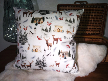 Kissen, Winterlandschaft "Noel" 45x45 cm, Velour