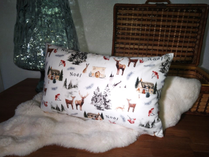 Kissen, Winterlandschaft "Noel" 30x50 cm, Velour