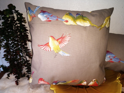 Kissen "Wintervögel" 45x45 cm,100% Baumwolle
