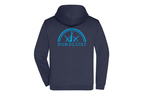 Zip-Hoodie „Nordlicht“ - Farbe Dunkelblau - Druck Neonblau