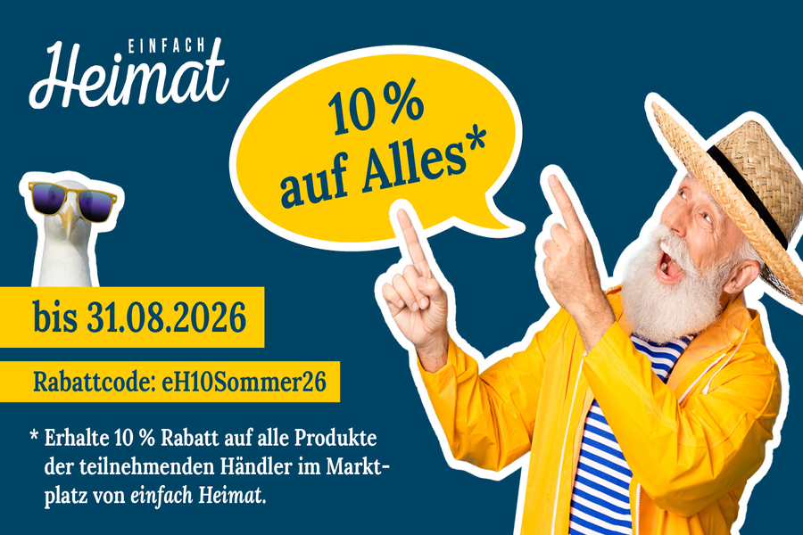 Entdecken Sie Produkte aus der Nachbarschaft und sparen Sie mit dem Code "eH10Sommer26" 10 % bei allen teilnehmenden H&auml;ndlern. Den Code k&ouml;nnen Sie direkt im Warenkorb eingeben und sehen direkt Ihre Ersparnis.