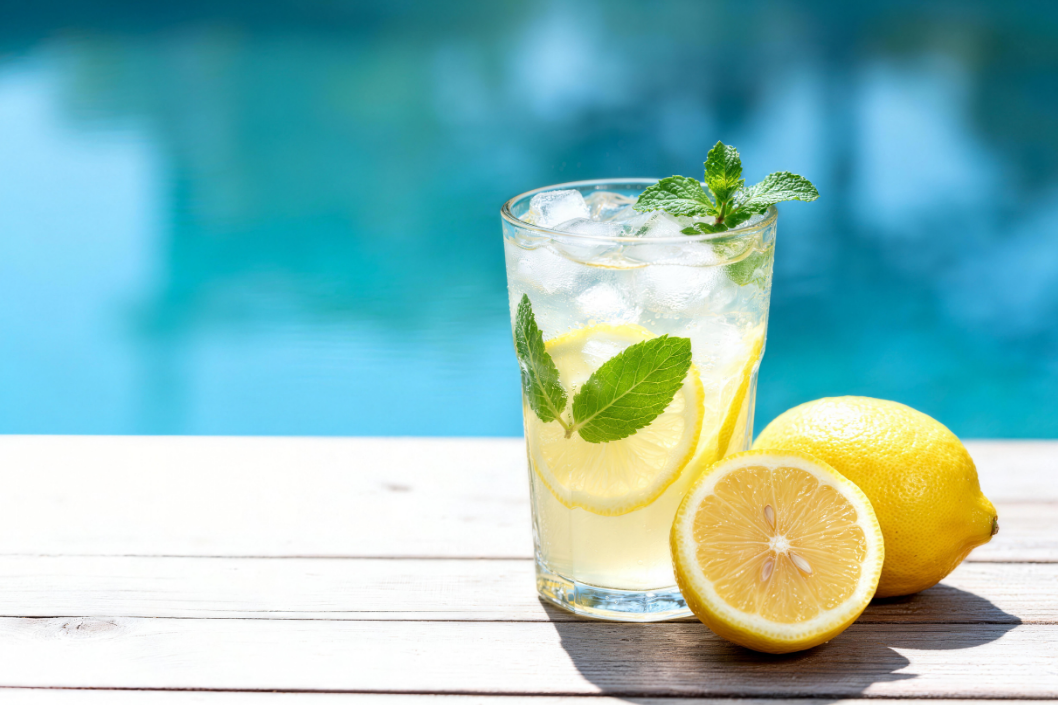 Trink dich fit - Wasserglas mit Zitrone - einfach Heimat